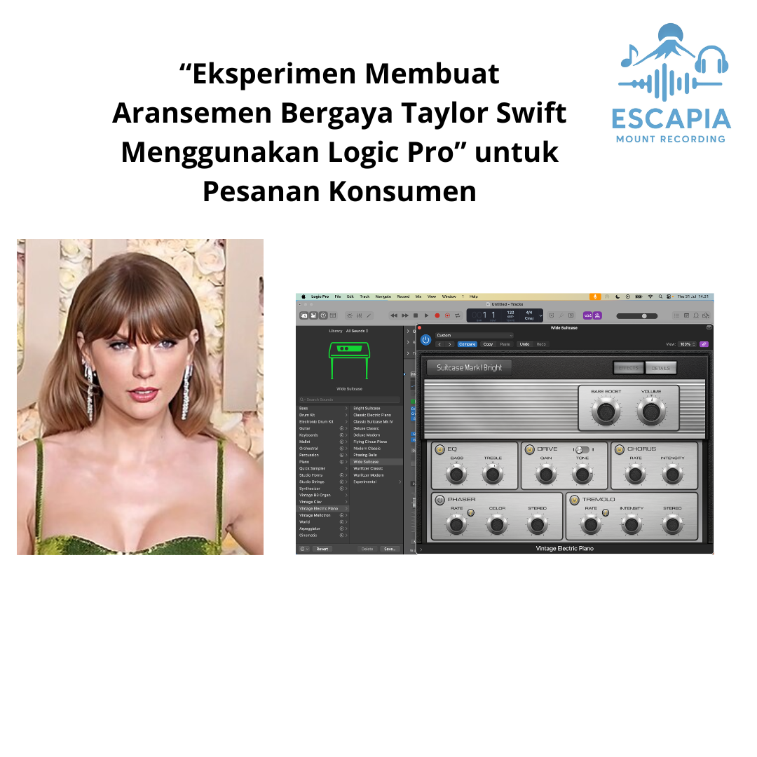 Eksperimen Membuat Aransemen Lagu Bergaya Taylor Swift Menggunakan Logic Pro