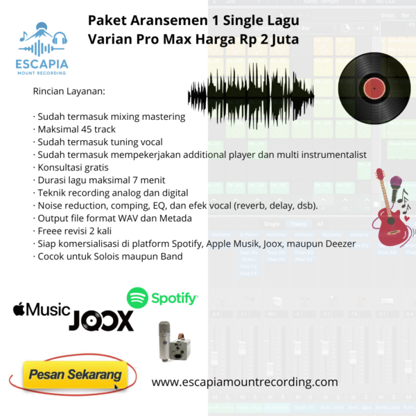 Paket Harga Aransemen 1 Singel Lagu Varian Pro Max
