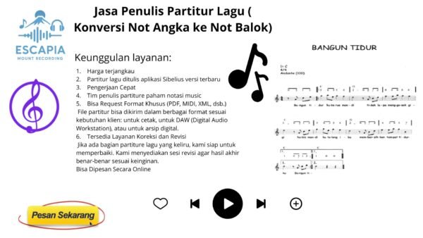 Jasa Penulis Partitur Lagu ( Konversi Not Balok ke Not Angka)