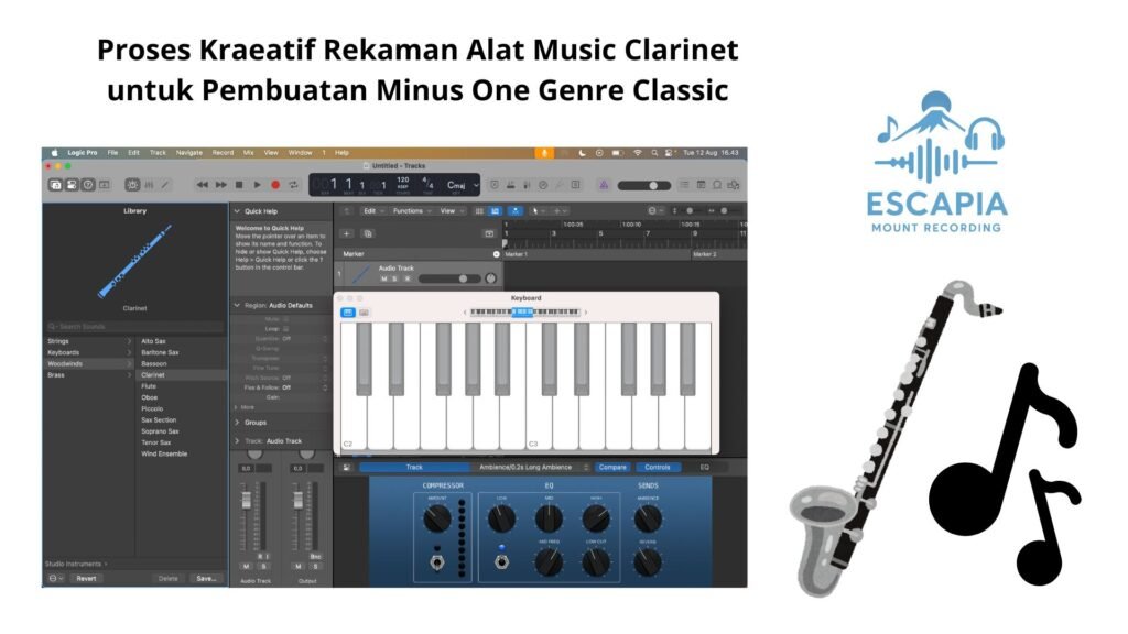 Proses Kraeatif Rekaman Alat Music Clarinet untuk Pembuatan Minus One Genre Classic