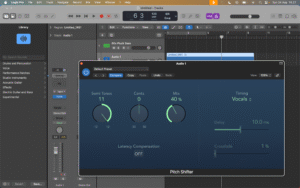 Tampilan Logic Pro Saat Menjalankan Pitch Shifter